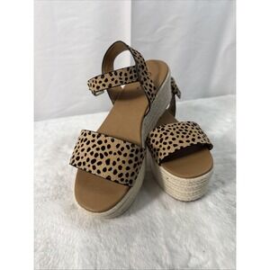 Qupid Leopard Print Women's Platform Espadrille Wedge Sandlas Size 8.5
